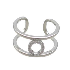 Copper Ring Pave Zircon O-Letter Platinum Plated, approx 10mm, 18mm dia