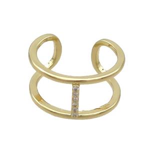 Copper Ring Pave Zircon I-Letter Gold Plated, approx 10mm, 18mm dia