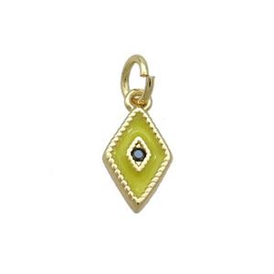 Copper Rhombic Pendant Yellow Enamel Darts Gold Plated, approx 6.5-10mm