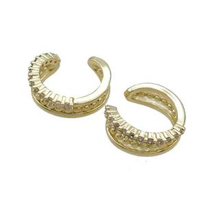 Copper Clip Earring Pave Zircon Gold Plated, approx 16mm