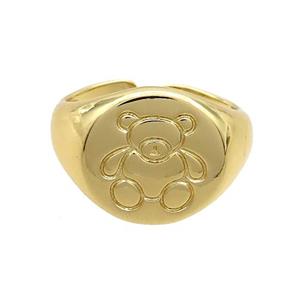 Copper Ring Bear Gold Plated, approx 15mm, 18mm dia