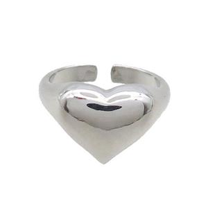 Copper Ring Heart Platinum Plated, approx 15mm, 18mm dia