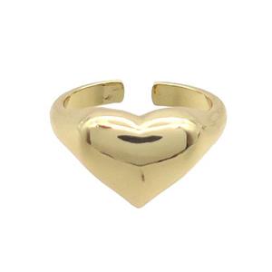 Copper Ring Heart Gold Plated, approx 15mm, 18mm dia