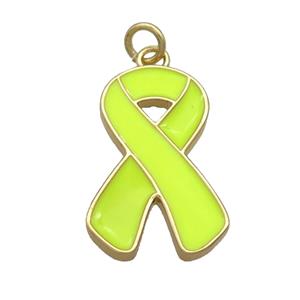 Copper Awareness Ribbon Pendant Yellow Enamel Gold Plated, approx 12-23mm