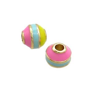 Copper Bicone Beads Enamel Multicolor Gold Plated, approx 7-7.5mm