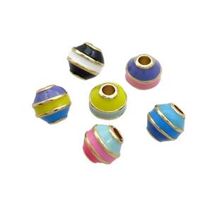 Copper Bicone Beads Enamel Multicolor Gold Plated Mixed, approx 7-7.5mm