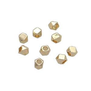 Copper Cube Beads Gold Plated, approx 2.5mm