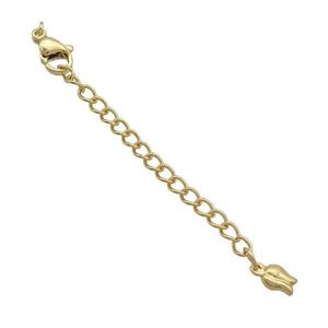 Copper Necklace Extender Chain Tulip Gold Plated, approx 50mm length