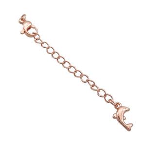 Copper Necklace Extender Chain Dolphin Rose Gold, approx 50mm length