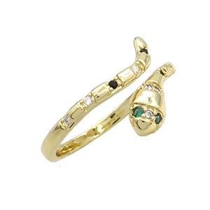 Copper Snake Rings Pave Zircon Gold Plated, approx 2-5mm, 18mm dia