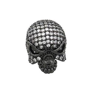 Copper Skull Beads Pave Zircon Black Plated, approx 15-19.5mm