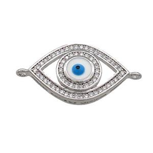Copper Evil Eye Connector Pave Zircon Platinum Plated, approx 13-20mm