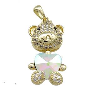 Copper Mouse Pendant Pave Zircon Crystal Glass Gold Plated, approx 14-27mm