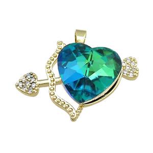 Copper CupidArrow Pendant Pave Crystal Glass Zircon Gold Plated, approx 18mm, 25-35mm