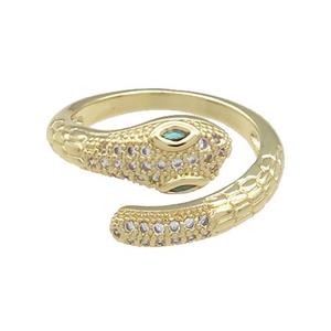 Copper Snake Rings Pave Zircon Gold Plated, approx 7mm, 18mm dia