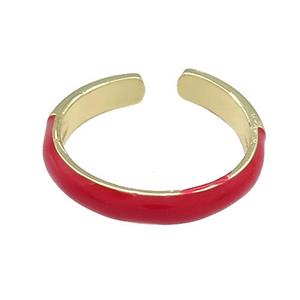 Copper Rings Red Enamel Gold Plated, approx 4mm, 18mm dia