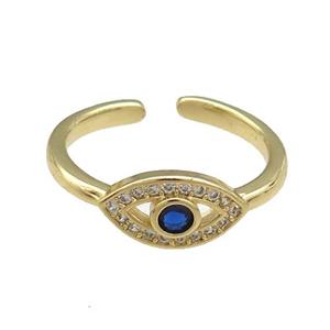Copper Rings Pave Zircon Eye Gold Plated, approx 7-11mm, 18mm dia