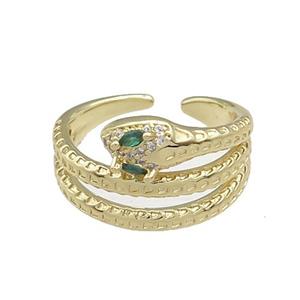 Copper Snake Rings Pave Zircon Gold Plated, approx 13mm, 18mm dia