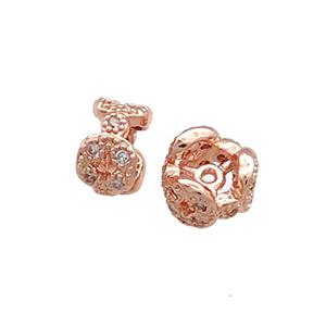 Copper Rondelle Beads Pave Zircon Rose Gold, approx 8mm
