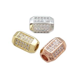 Copper Tube Beads Pave Zircon Mixed, approx 8.5-14mm