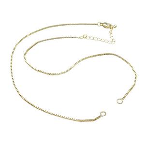 Copper Box Necklace Chain Gold Plated, approx 1.2mm, 36-42cm length