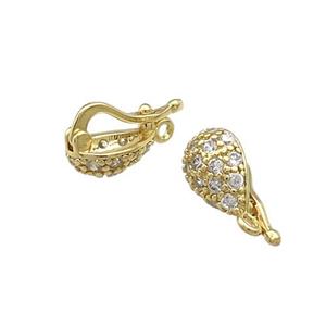 Copper Clasp Pave Zircon Gold Plated, approx 6-8mm