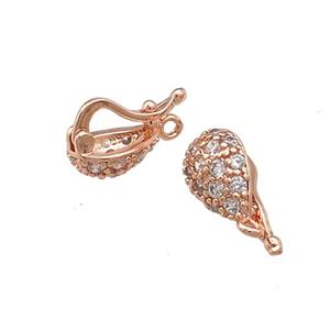 Copper Clasp Pave Zircon Rose Gold, approx 8-12mm