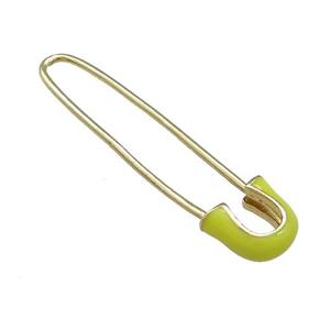 Copper Safety Pins Yellow Enamel Gold Plated, approx 9-38mm