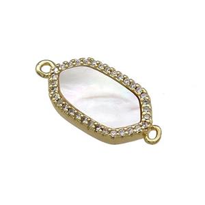 Copper Oval Connector Pave Shell Zircon 18K Gold Plated, approx 10-17mm