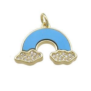 Copper Rainbow Pendant Pave Blue Shell Zircon 18K Gold Plated, approx 13-20mm