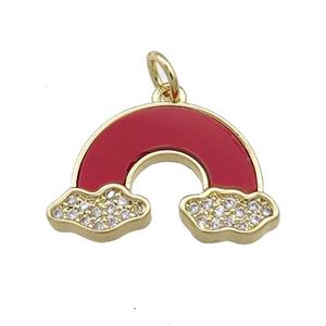 Copper Rainbow Pendant Pave Red Shell Zircon 18K Gold Plated, approx 13-20mm