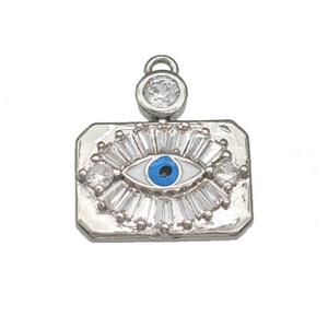 Copper Evil Eye Charms Pendant Micro Pave Zirconia Platinum Plated, approx 10-14mm