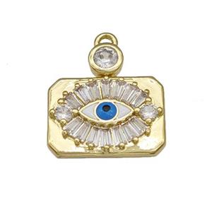 Copper Evil Eye Charms Pendant Micro Pave Zirconia Gold Plated, approx 10-14mm