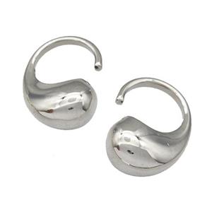 Copper Hook Earring Hollow Platinum Plated, approx 22-32mm