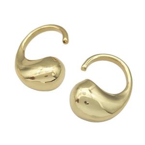 Copper Hook Earring Hollow Gold Plated, approx 22-32mm