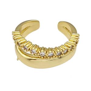 Copper Rings Micro Pave Zirconia Gold Plated, approx 8-10mm, 18mm dia