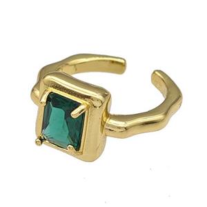 Copper Rings Micro Pave Green Crystal Gold Plated, approx 7-8mm, 18mm dia