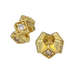 Copper Rondelle Beads Micro Pave Zirconia Gold Plated, approx 6mm