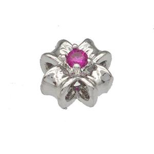 Copper Flower Micro Pave Zirconia Platinum Plated, approx 8mm