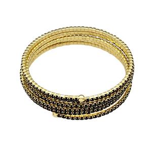 Copper Bangles Pave Black Zircon Gold Plated, approx 2mm, 55mm dia