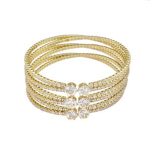 Copper Bangles Micro Pave Zirconia Gold Plated, approx 6mm, 2mm, 55mm dia