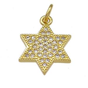 Copper Star Pendant Micropave Zirconia Gold Plated, approx 14mm