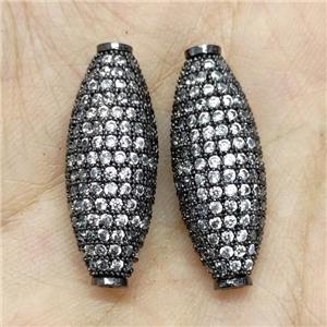 Copper Rice Beads Micro Pave Zirconia Black Plated, approx 10-28mm