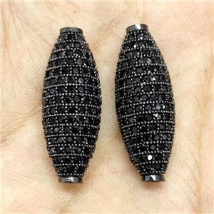 Copper Rice Beads Micro Pave Zirconia Black Plated, approx 10-28mm