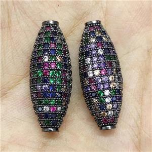 Copper Rice Beads Micro Pave Zirconia Multicolor Black Plated, approx 10-28mm