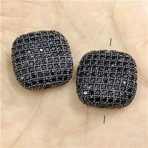Copper Square Beads Micro Pave Zirconia Black Plated, approx 20mm