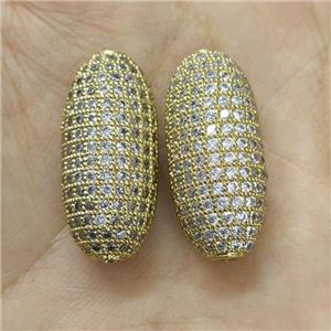 Copper Rice Beads Micro Pave Zirconia Gold Plated, approx 12-25mm