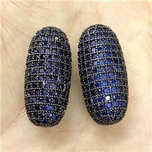 Copper Rice Beads Micro Pave Blue Zirconia Black Plated, approx 12-25mm