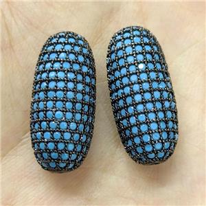 Copper Rice Beads Micro Pave Turq Zirconia Black Plated, approx 12-25mm