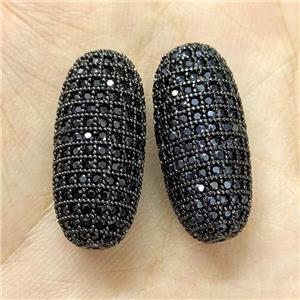 Copper Rice Beads Micro Pave Zirconia Black Plated, approx 12-25mm